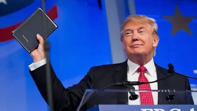 Trump seen holding a Bible during his 2016 campaign for president