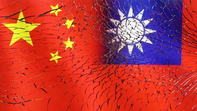 Bandeiras da China e de Taiwan em foto de ilustração