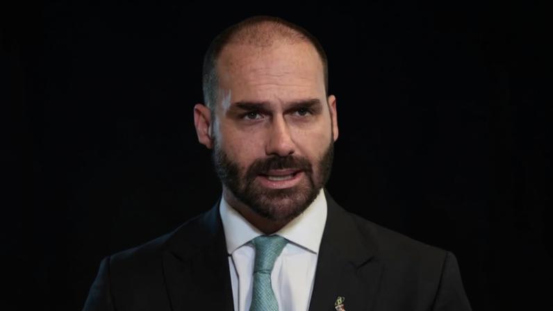 Eduardo Bolsonaro dá entrevista à Reuters em Washington, D.C., EUA, em 14 de agosto de 2025. — Foto: REUTERS/Jessica Koscielniak