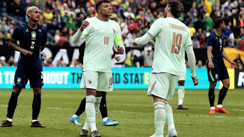 France's Kylian Mbappe reacts after a missed chance