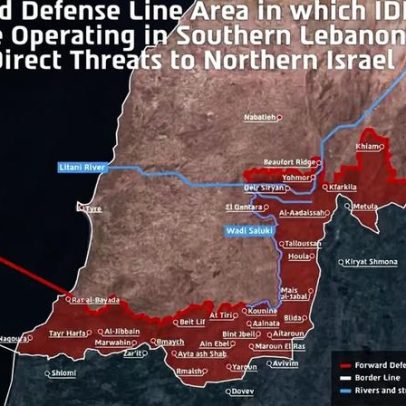 Exército de Israel publica mapa de área do sul do Líbano sob controle