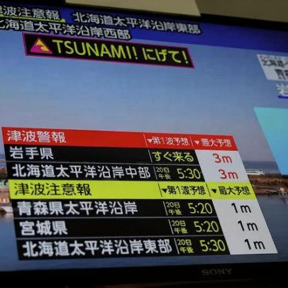 Terremoto intenso atinge o norte do Japão e gera alerta de tsunami