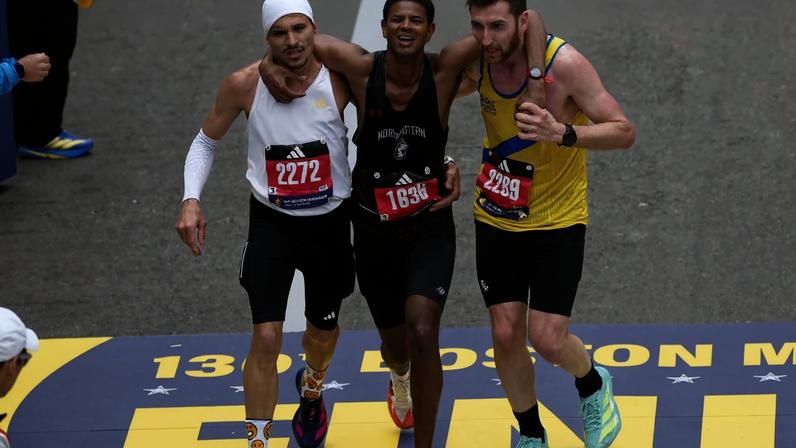 Robson De Oliveira, Ajay Haridasse, Aaron Beggs, maratona de boston