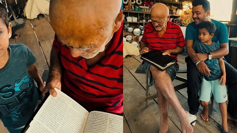 Idoso ganha Bíblia em região sem igreja no AM e afirma que a Palavra é tudo