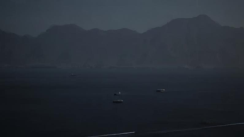 Navios estacionados perto do Estreito de Ormuz