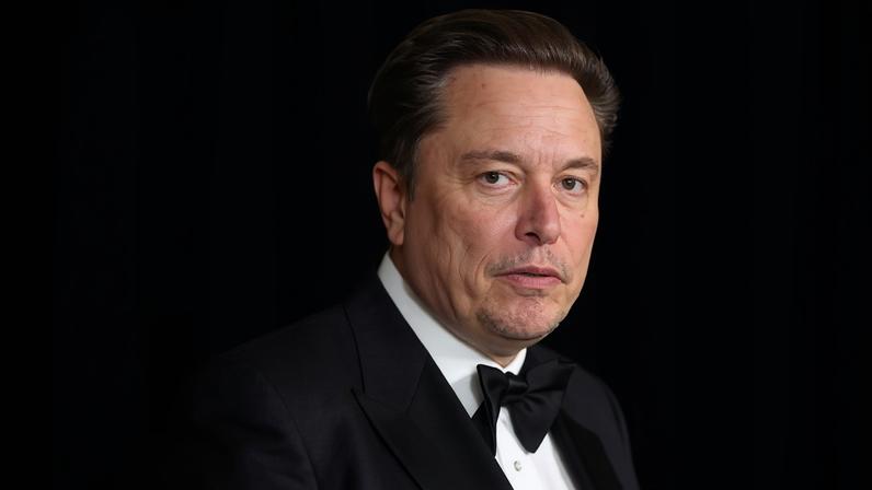 Elon Musk arrives at an event in Los Angeles, on 13 April 2024.