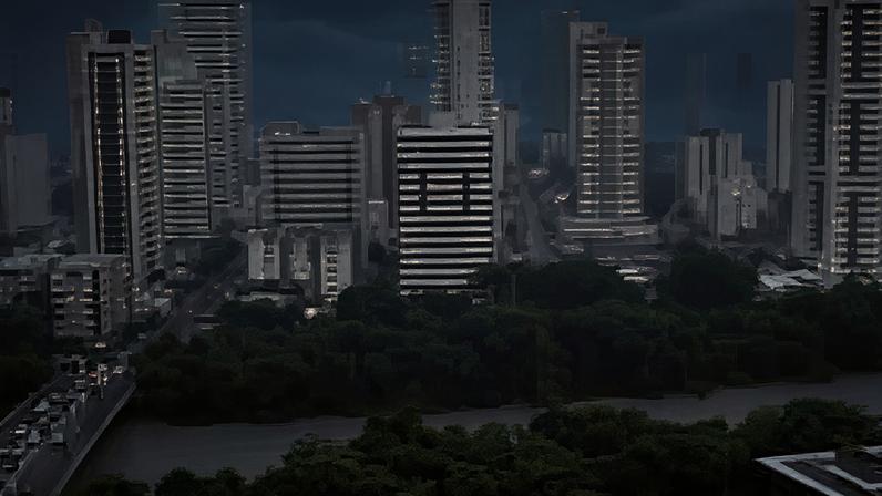 Cidade do Recife em dia de chuva.