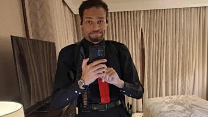 This image contained in a justice department court filing allegedly shows Cole Tomas Allen inside his hotel room on 25 April 2026 in Washington.