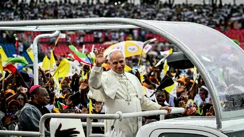 Pope Leo XIV in Bata, Equatorial Guinea, on Wednesday.
