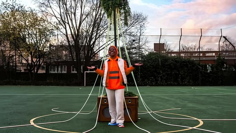 Maypole is massive: Linett Kamala with her Basstone Maypole.