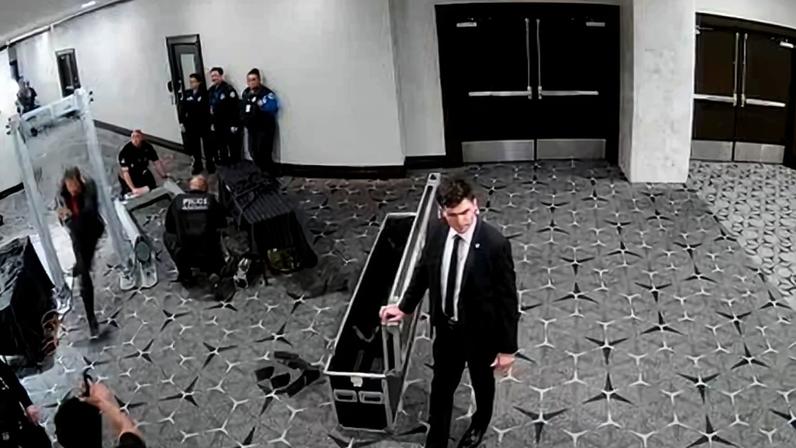 A still from security footage of Cole Tomas Allen at the White House correspondents’ dinner.