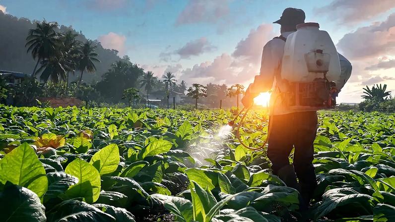 Fotografia de uma agricultor no campo.
