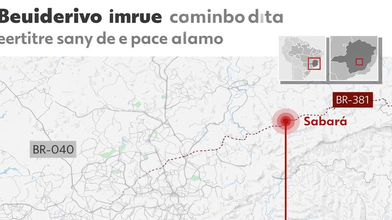Mapa do local onde ocorreu o acidente envolvendo um carro de reportagem da Band Minas e um caminhão — Foto: g1