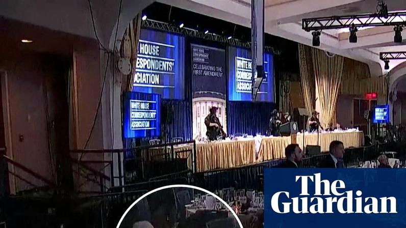 Michael Glantz eats salad shortly after shots heard at White House press dinner – video