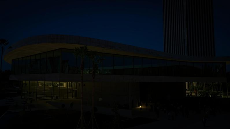 A touch of the Jetsons … the David Geffen Galleries at the Los Angeles County Museum of Art.