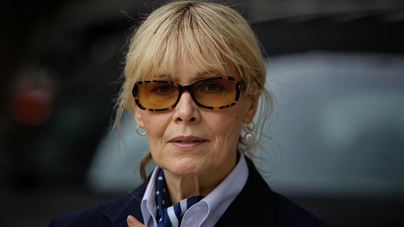 E Jean Carroll exits the New York federal court after Donald Trump appeared in court, on 6 September 2024.