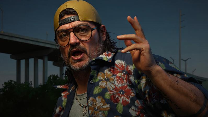 A GTA character appears beneath a bridge.