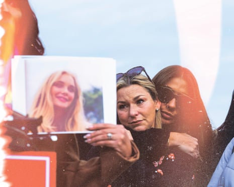 Danielle Bensky and Marina Lacerda, survivors of Epstein's sex trafficking ring, embrace during a news conference outside the US Capitol in November 2025.