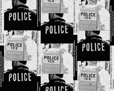 Graphic showing police and ICE on backs of uniforms