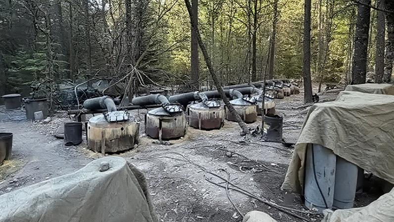 The two US officials were on their way back from an operation to destroy a clandestine meth lab (pictured), Chihuahua state officials said on Sunday