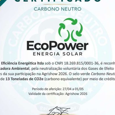 EcoPower recebe certificação na Agrishow por neutralização de GEE