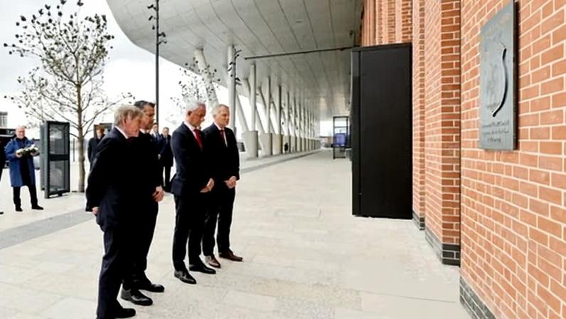 Part of the plaque that Everton have unveiled as a permanent tribute at Hill Dickinson Stadium to the 97 Liverpool supporters who were unlawfully killed at Hillsborough.