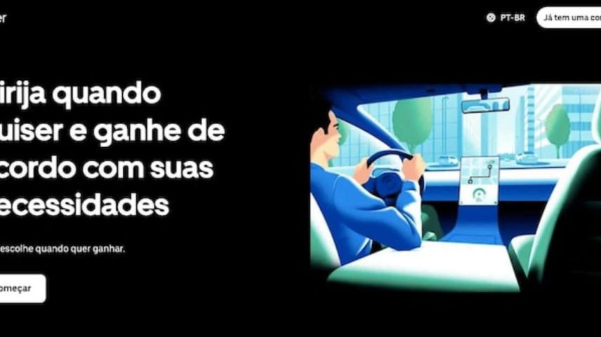 Página de cadastro para novos motoristas parceiros da Uber |