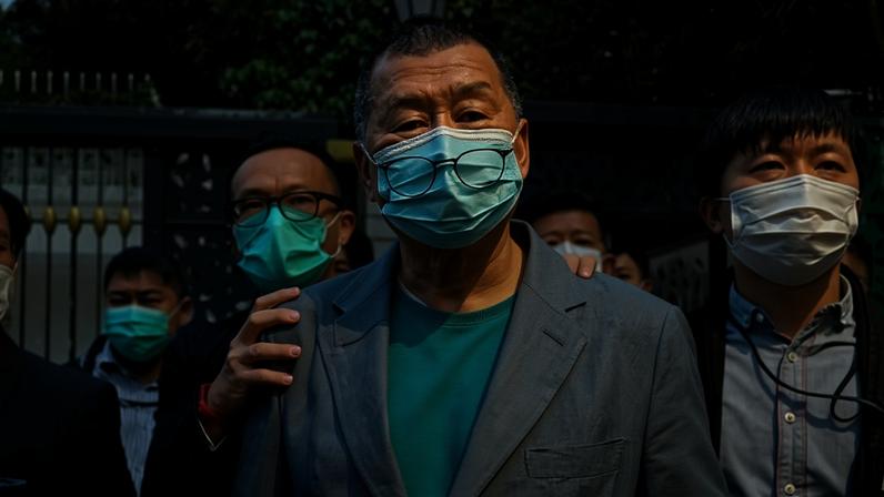 Jimmy Lai being arrested in Hong Kong in April 2020