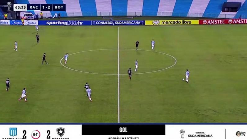 Adrián Martinez celebra seu gol contra o Botafogo na CONMEBOL Sudamericana