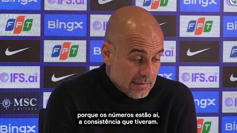 Pep Guardiola destacou as três últimas vitórias da sua equipe —2 a 0 sobre o Arsenal na Carabao Cup, 4 a 0 contra o Liverpool na FA Cup e 3 a 0 diante do Chelsea na Premier League— antes do próximo desafio pelo campeonato, novamente contra o Arsenal.