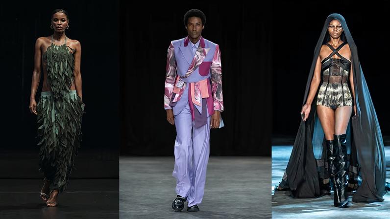 Models presenting looks for Gert-Johan Coetzee, Zamaswazi and Fundudzi during South African Fashion Week in Johannesburg, South Africa, in April 2026.