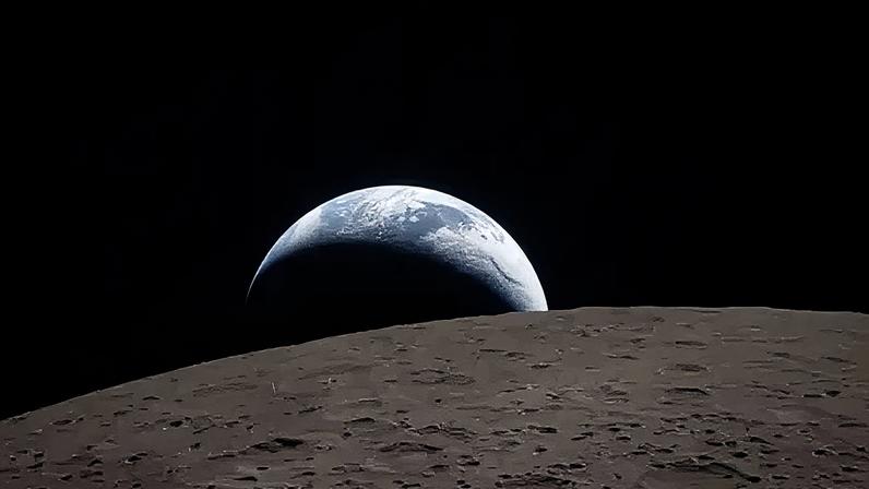 Nasa has released stunning images from the mission, including our world setting below the lunar surface