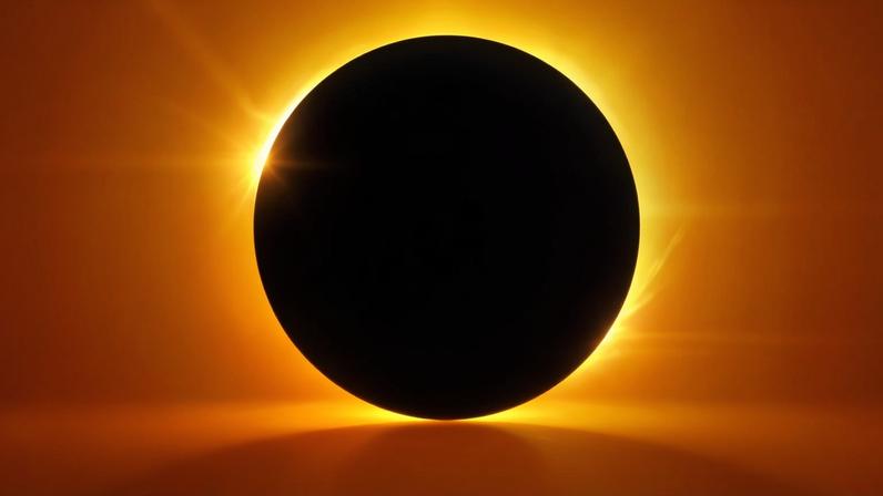 Um eclipse solar total ocorre quando a Lua se posiciona exatamente entre a Terra e o Sol, alinhando-se de forma que o disco lunar cubra por completo o disco solar para quem está em determinada faixa do planeta, chamada de caminho da totalidade – depositphotos.com / visuals6x