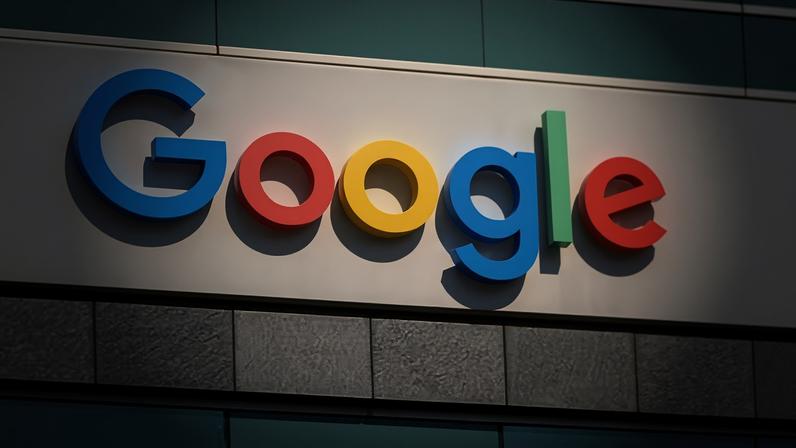 A Google logo is displayed outside an office building on 12 December 2025 in San Diego, California.
