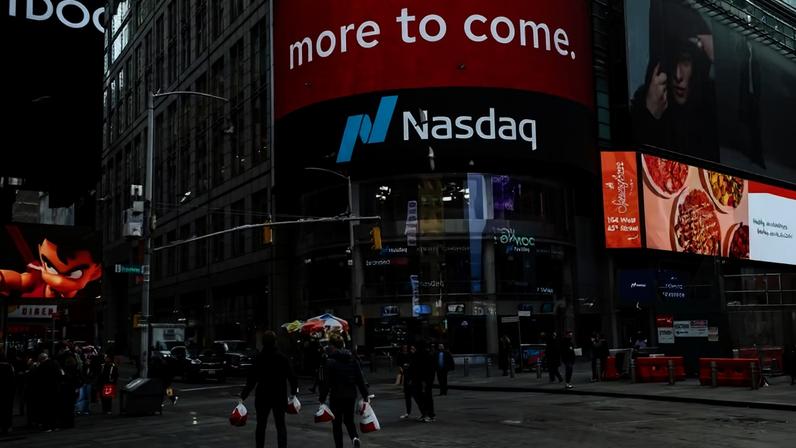 Fachada da Nasdaq, em Nova York — Foto: Michael Nagle/Bloomberg