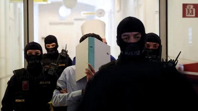 The two defendants, Beran A and Arda K, arriving at court in Wiener Neustadt, south of Vienna.