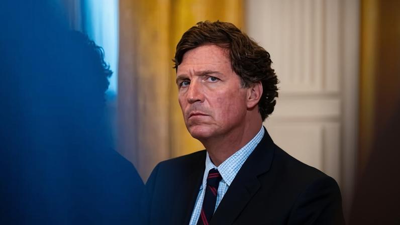 Presidential musings? Carlson at the White House in January.