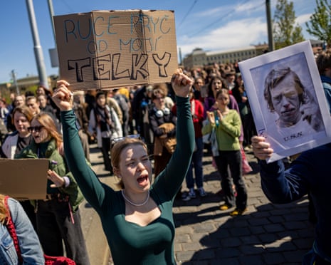 Students march through the streets of Prague in protest at plans to abolish the Czech Republic's licence fees