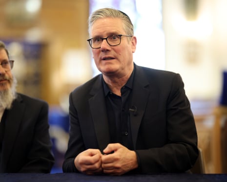 Keir Starmer at Kenton united synagogue in north London on Thursday.