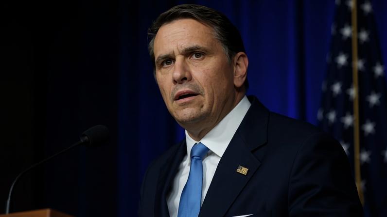 Acting US Attorney General Todd Blanche speaks during a press conference