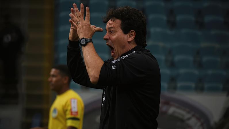 Fernando Diniz à beira do gramado. Personalidade forte, palavrões, veias saltando na testa e no pescoço. O técnico mais explosivo do Brasil