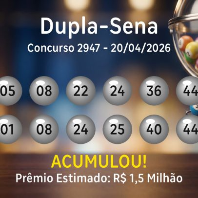 Dupla-Sena: números sorteados no concurso 2947 são divulgados