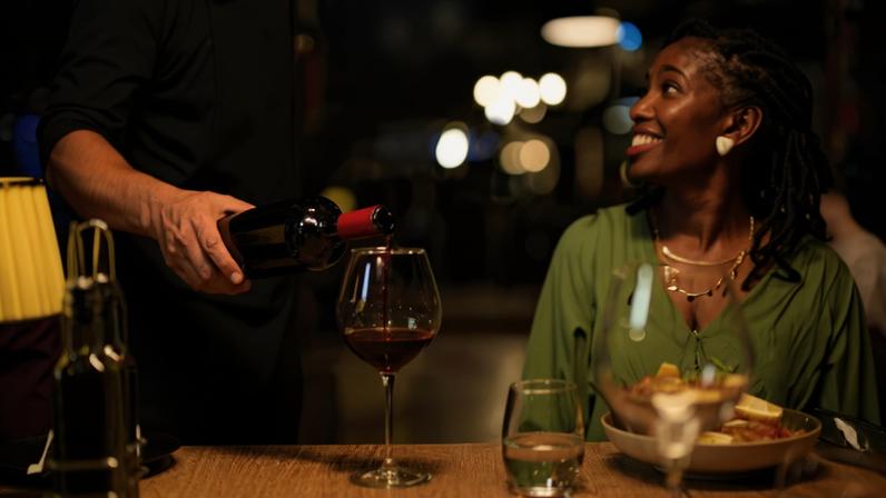 serving wine