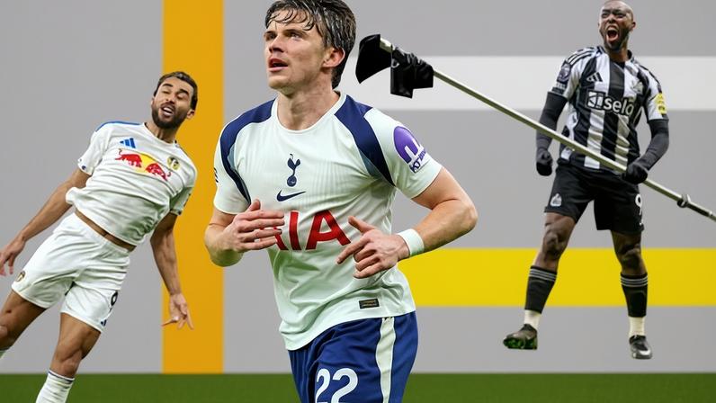 Leeds’s Dominic Calvert-Lewin, Tottenham’s Conor Gallagher and Newcastle’s Yoane Wissa.