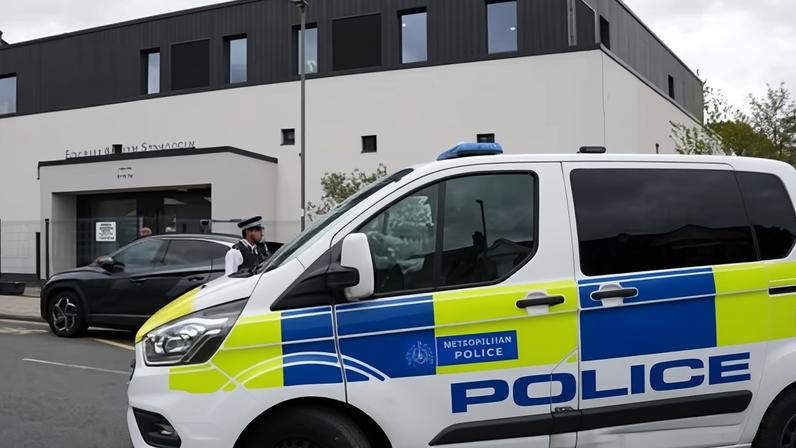 Police at the scene of an attempted arson attack at Finchley reform synagogue in north London this month.