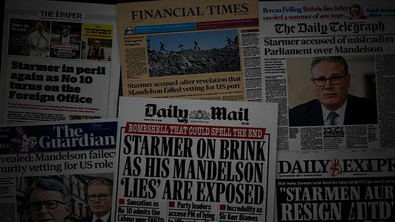 Composite of UK newspaper headlines