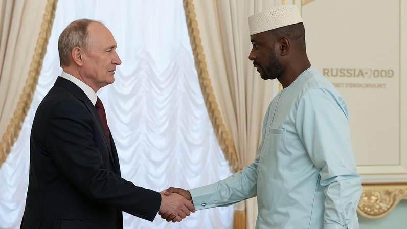 Vladimir Putin meets Assimi Goïta in St Petersburg in 2023.