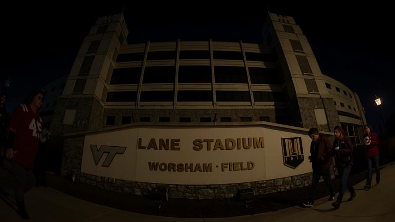 A general view outside of Lane Stadium on the campus of Virginia Tech in Blacksburg, Virginia.