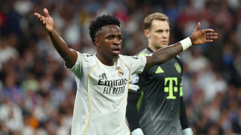 Vini Jr. perdeu gol importante durante a derrota do Real Madrid na Champions