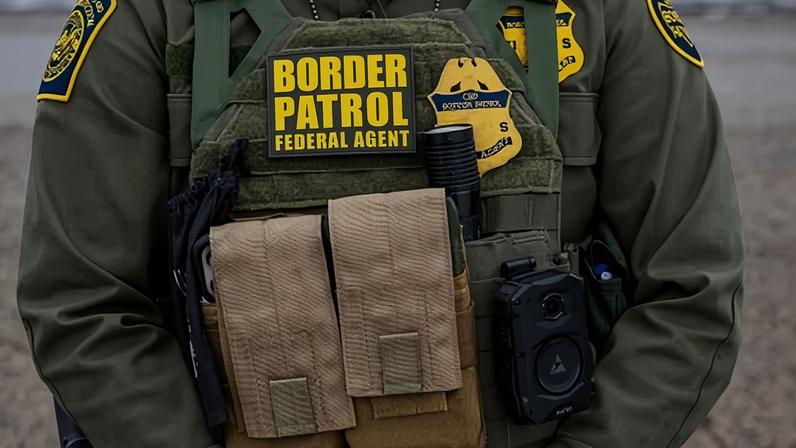 A border patrol agent in Minneapolis, Minnesota, on 8 January 2026.